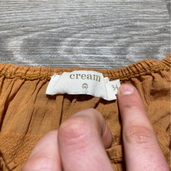 Off Shoulder Cream Brown Sheered Top US 2–4 Boho Cottagecore Festival Flowy - Picture 4 of 5